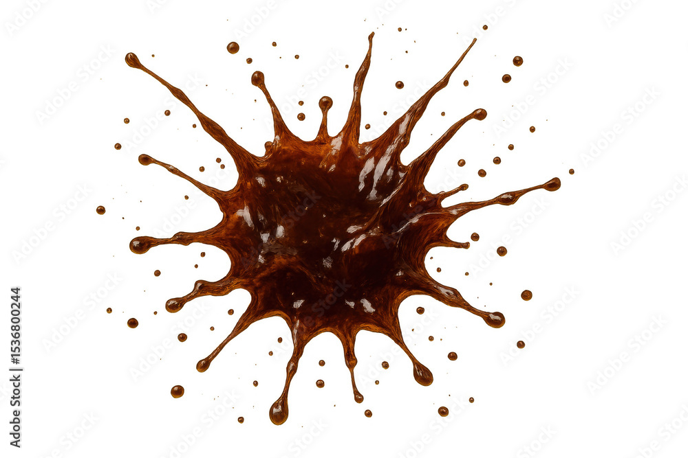 Aufkleber dynamic splash of brown liquid, isolated on a transparent background, perfect for adding a touch of 