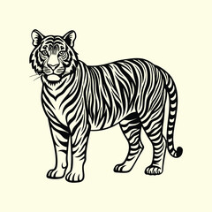 Tiger Silhouette Vector – Wild Animal Jungle Predator Illustration for Logo, T-Shirt, and Poster Design