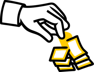 Silhouette of a Hand Organizing Cards into Neat Stack – Minimalist Concept, Sorting, Decision Making, Abstract Workflow, Strategy, Hand Gesture, Dark Background, Business Symbolism, Flat Design, Comme