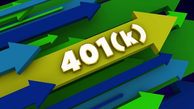 401(k) Arrows Rising Wealth Growing Retirement Savings Investment Account 3d Animation