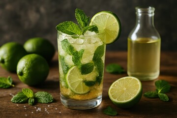 Refreshing mint lime cocktail delight.