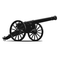 Silhouette of ancient pirate cannon vector flat design isolated on white background