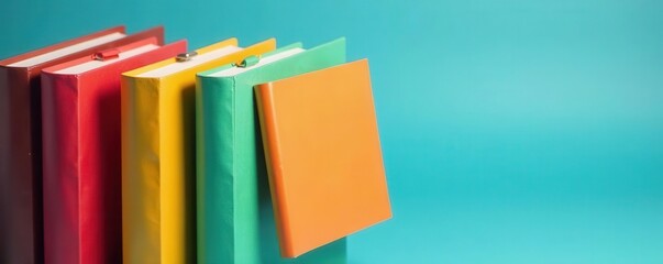 Various color office folders, bright background, many, organization