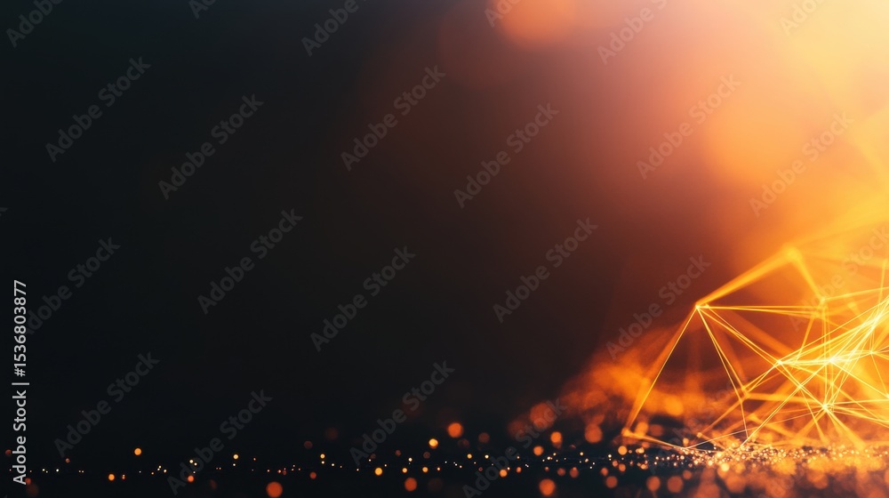 Aufkleber dynamic abstract design featuring glowing particles and lines at sunset