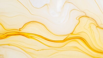 Abstract Fluid Art Golden Yellow and White Swirls Texture Background