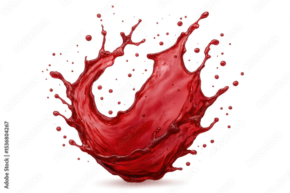 Poster dynamic splash of red liquid, perfect for adding a vibrant and energetic touch to designs with trans