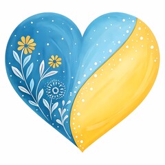 Blue and yellow heart on a white background, I love Ukraine