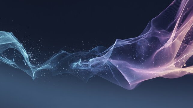 Futuristic Glitch Texture with Holographic Blue-Purple Fracture Lines on Smoky Dark Background, Minimalist Digital Disintegration