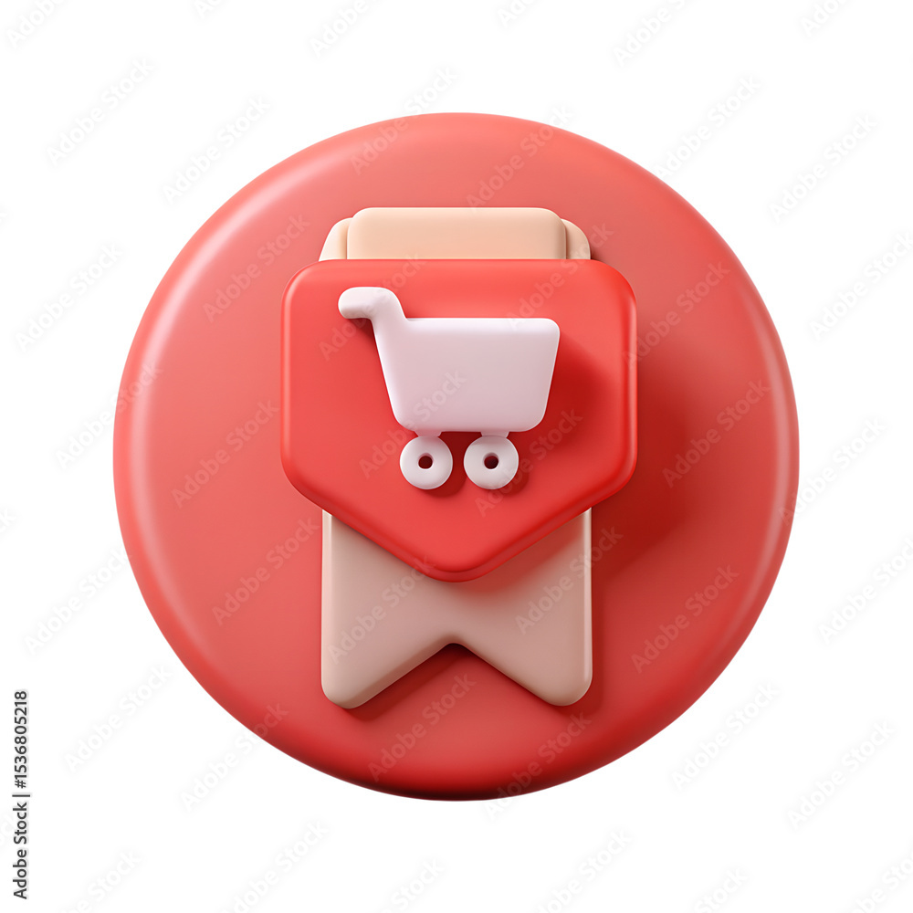 Poster 3d render of a shopping cart icon design featuring modern graphics in a plastic-style isolated on tr