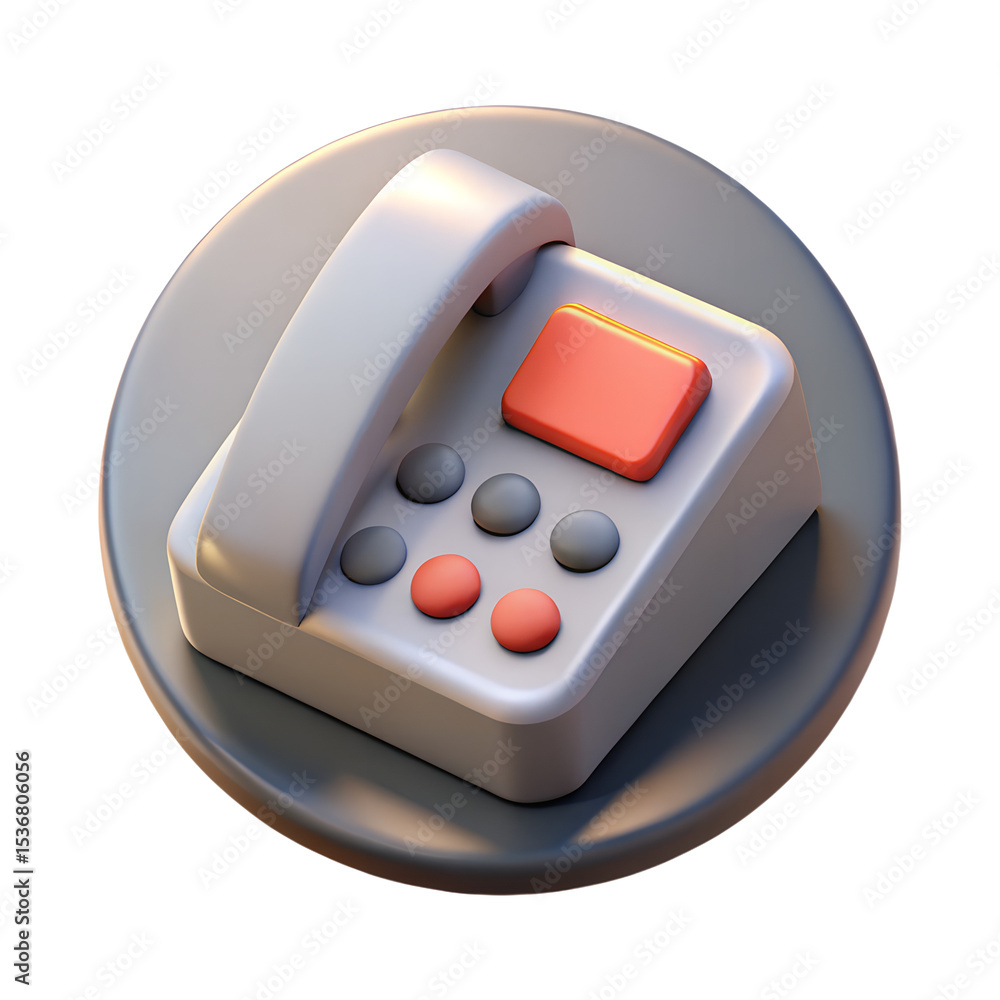 Aufkleber 3d rendering of a modern telephone icon featuring a minimalist design and a colorful plastic-style l