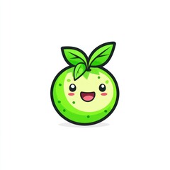 Obraz premium Cute cartoon lime with leaves