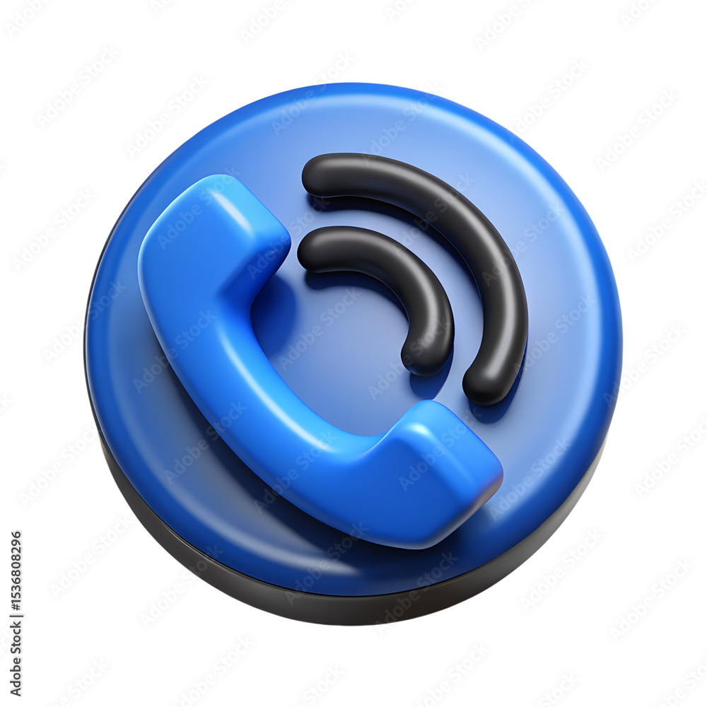 Poster a vibrant 3d rendering of a plastic-style phone icon representing communication and connectivity wit