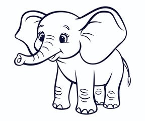 baby elephant vector illustration, outline vector of baby cute elephant