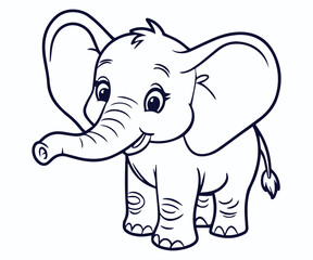baby elephant vector illustration, outline vector of baby cute elephant