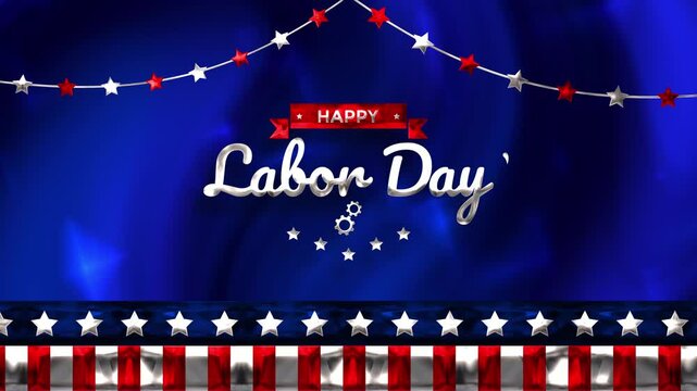 Labor day celebration with patriotic theme featuring stars and stripes. Perfect for promoting holiday sales, events, and social media posts.