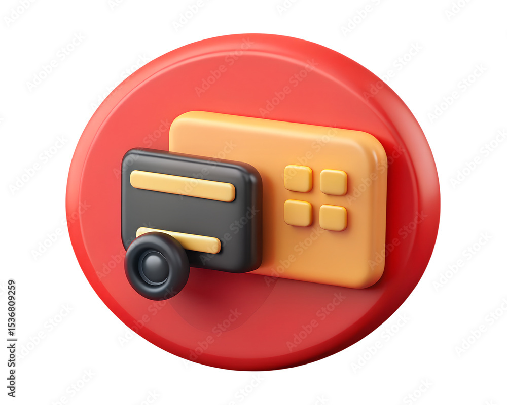Poster abstract 3d rendered plastic-style icon representing a safe or secure element for digital or financi