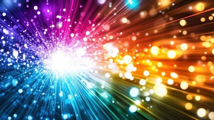Naklejka premium Colorful explosion of light radiating outward.