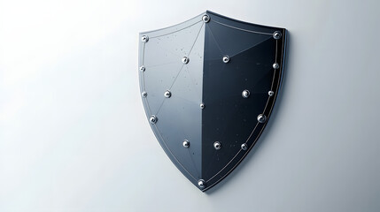 Cyber security safety shield in minimalistic style. 3d vector illustration. white background