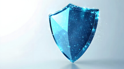 Cyber security safety shield in minimalistic style. 3d vector illustration. white background