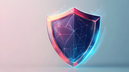 Cyber security safety shield in minimalistic style. 3d vector illustration. white background