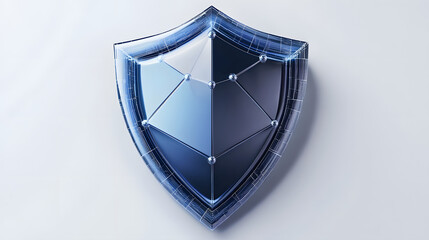 Cyber security safety shield in minimalistic style. 3d vector illustration. white background