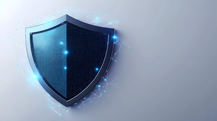 Cyber security safety shield in minimalistic style. 3d vector illustration. white background