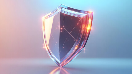 Cyber security safety shield in minimalistic style. 3d vector illustration. white background