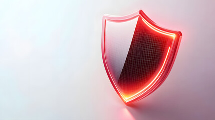 Cyber security safety shield in minimalistic style. 3d vector illustration. white background