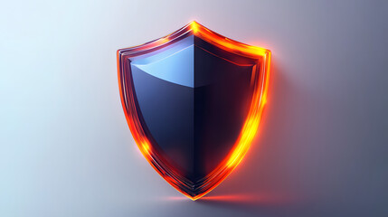 Cyber security safety shield in minimalistic style. 3d vector illustration. white background