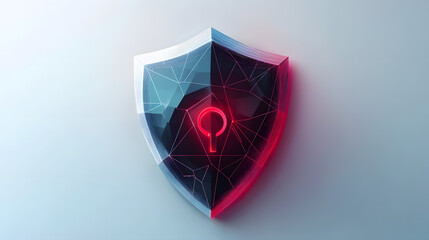 Cyber security safety shield in minimalistic style. 3d vector illustration. white background