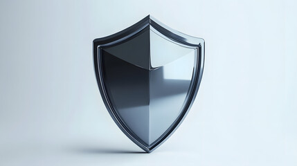 Cyber security safety shield in minimalistic style. 3d vector illustration. white background