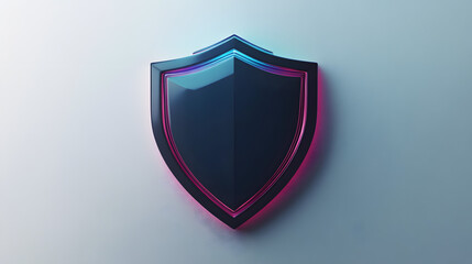 Cyber security safety shield in minimalistic style. 3d vector illustration. white background