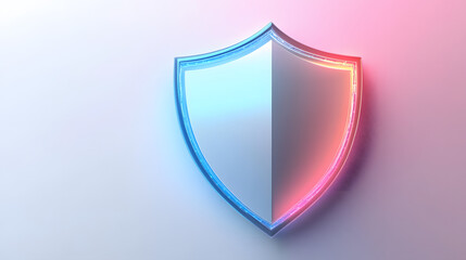 Cyber security safety shield in minimalistic style. 3d vector illustration. white background