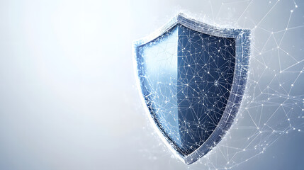 Cyber security safety shield in minimalistic style. 3d vector illustration. white background