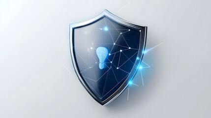 Cyber security safety shield in minimalistic style. 3d vector illustration. white background