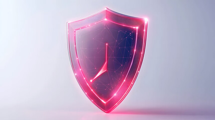 Cyber security safety shield in minimalistic style. 3d vector illustration. white background