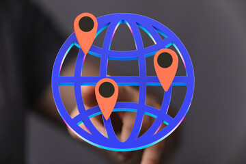 Illustrative image of a global network with location markers.