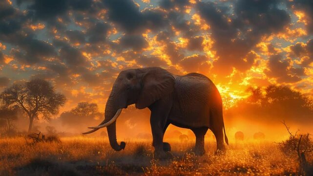 elephant with african background