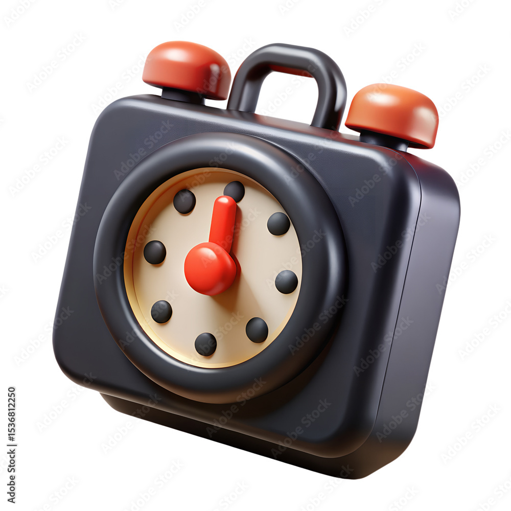 Aufkleber modern 3d render of an alarm clock illustrating the concept of punctuality and time management