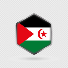 Sahrawi Arab Democratic Republic Flag Icon in Hexagon Shape.