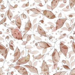 Watercolor seamless pattern with herbs and flowers. Romantic floral background. Fabric design.