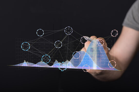 Hand drawing interactive graph, data analysis, business growth, technology, analytics, chart, visualization, digital, infographic,  future, progress
