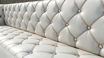 Elegant White Diamond Tufting Upholstery Detail AI generated