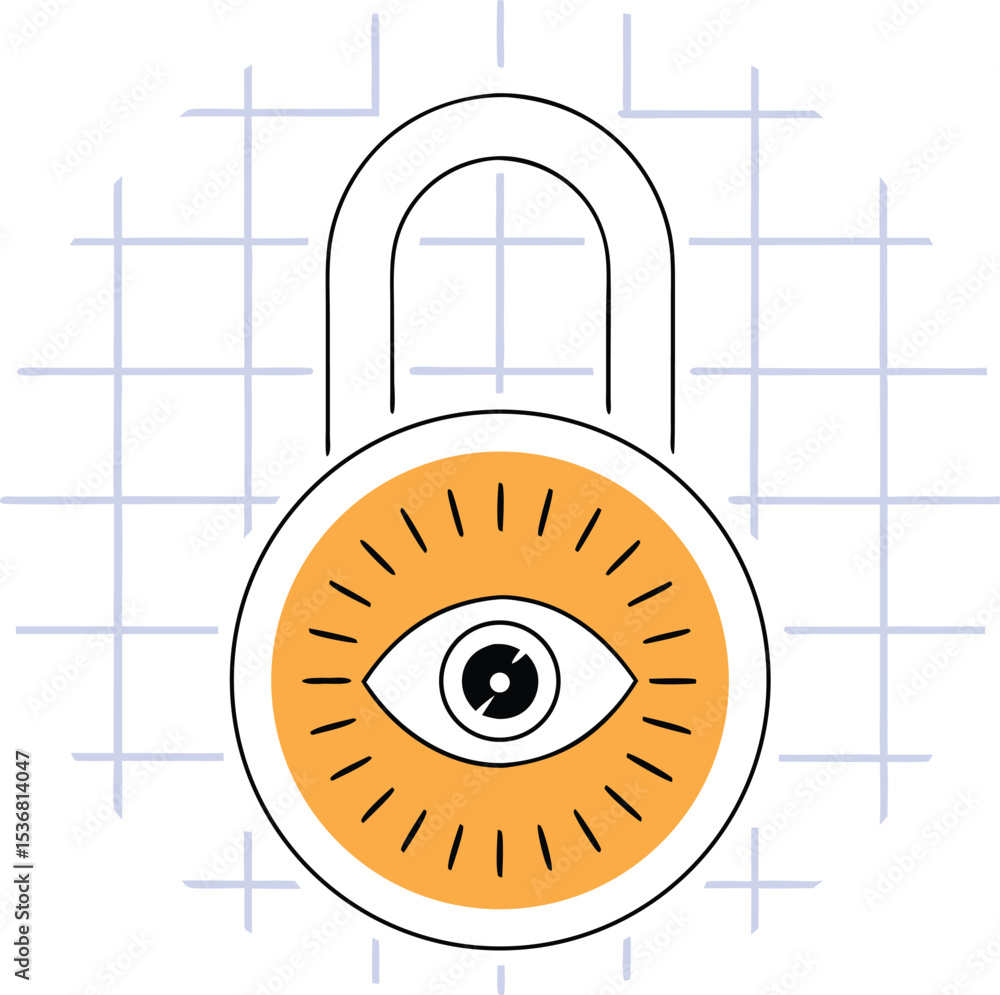 Poster abstract geometric eye symbol with grid lines conceptual design