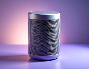 Smart Speaker with a Glow on a Purple Background