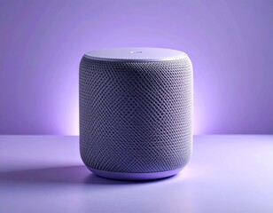 Modern Smart Speaker on a Clean Purple Surface