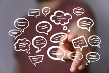 Conceptual image depicting communication, social media, networking, and online interaction.