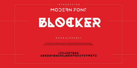 Design Modern abstract digital alphabet font. Minimal technology typography, Creative urban sport fashion futuristic font and with numbers. vector illustration.