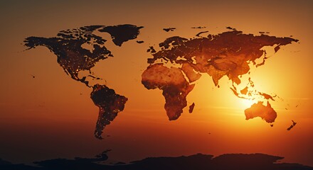 Global Sunrise: A World Map at Dawn