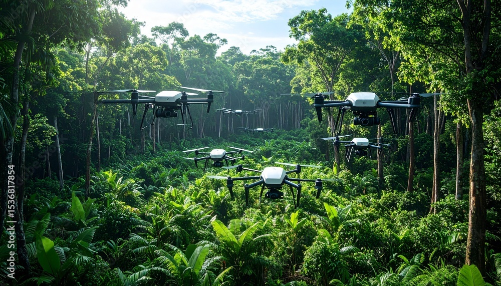 Poster forest surveillance by autonomous drone swarm for large-scale environmental monitoring efforts